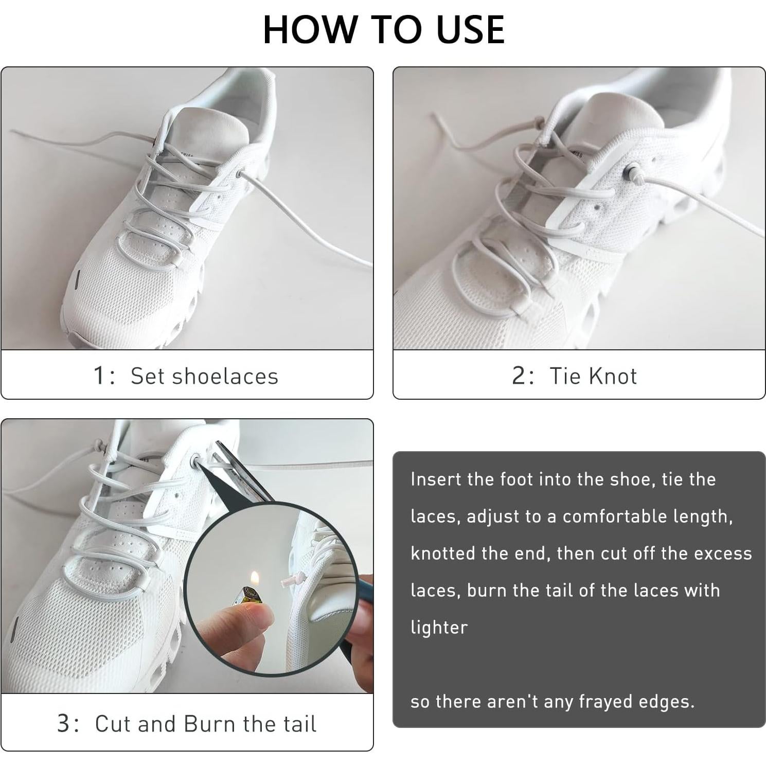 3 Pares de Cordones Elásticos Beige para Zapatillas de Correr