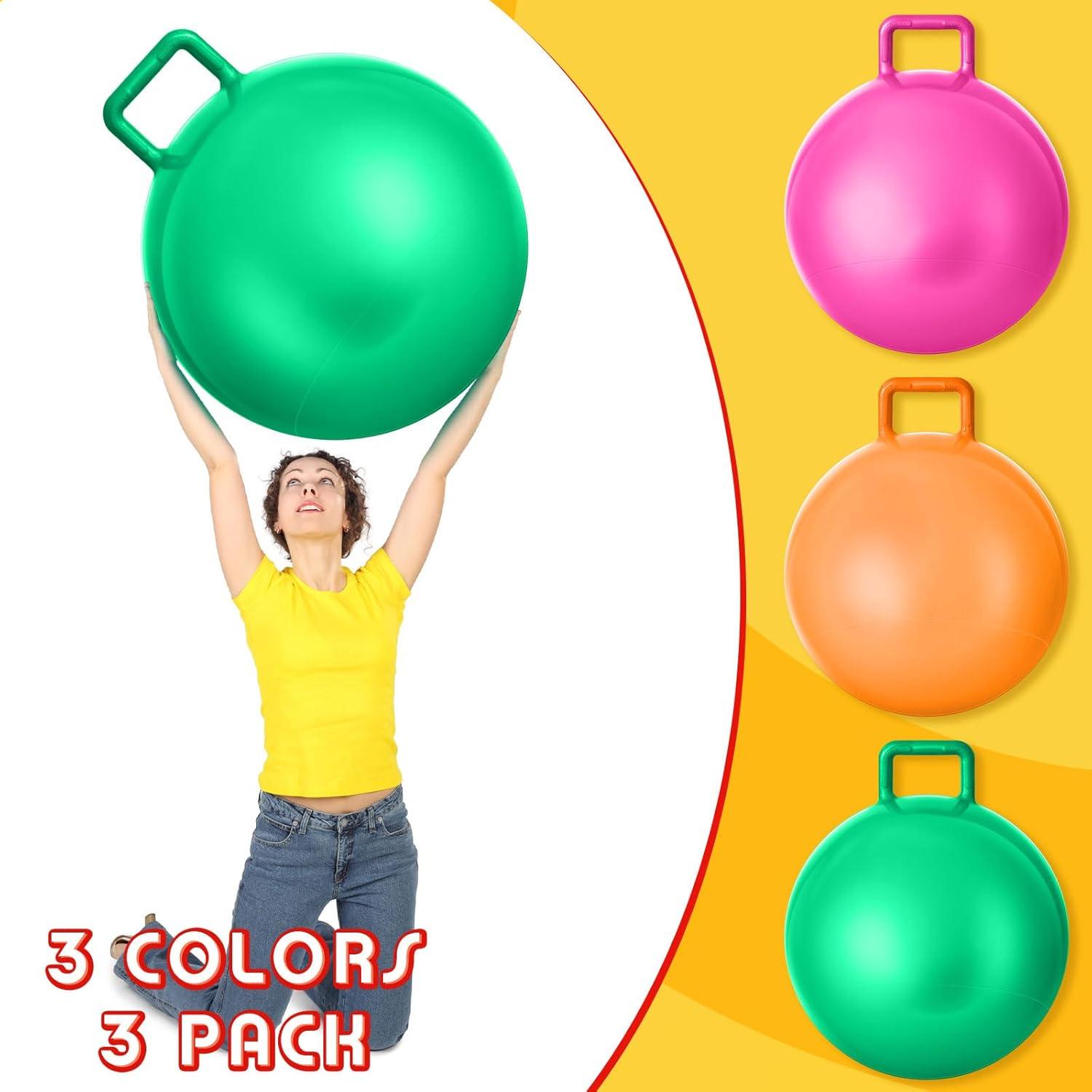 Pelotas Rebotadoras Lewtemi 3 Pcs 74 cm con Mango y Bomba