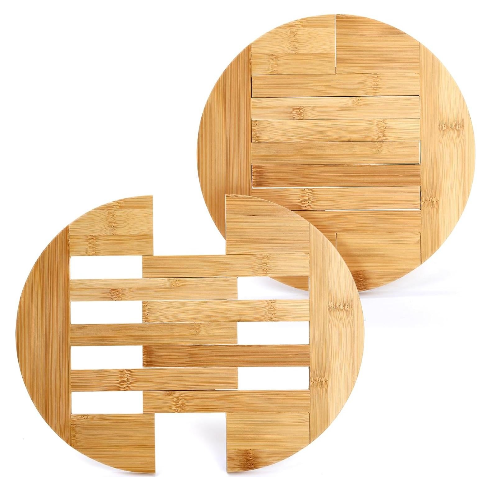 Trivet Redondo de Bambú Yarlung 2 Piezas Expandible 25.1-31.5 cm