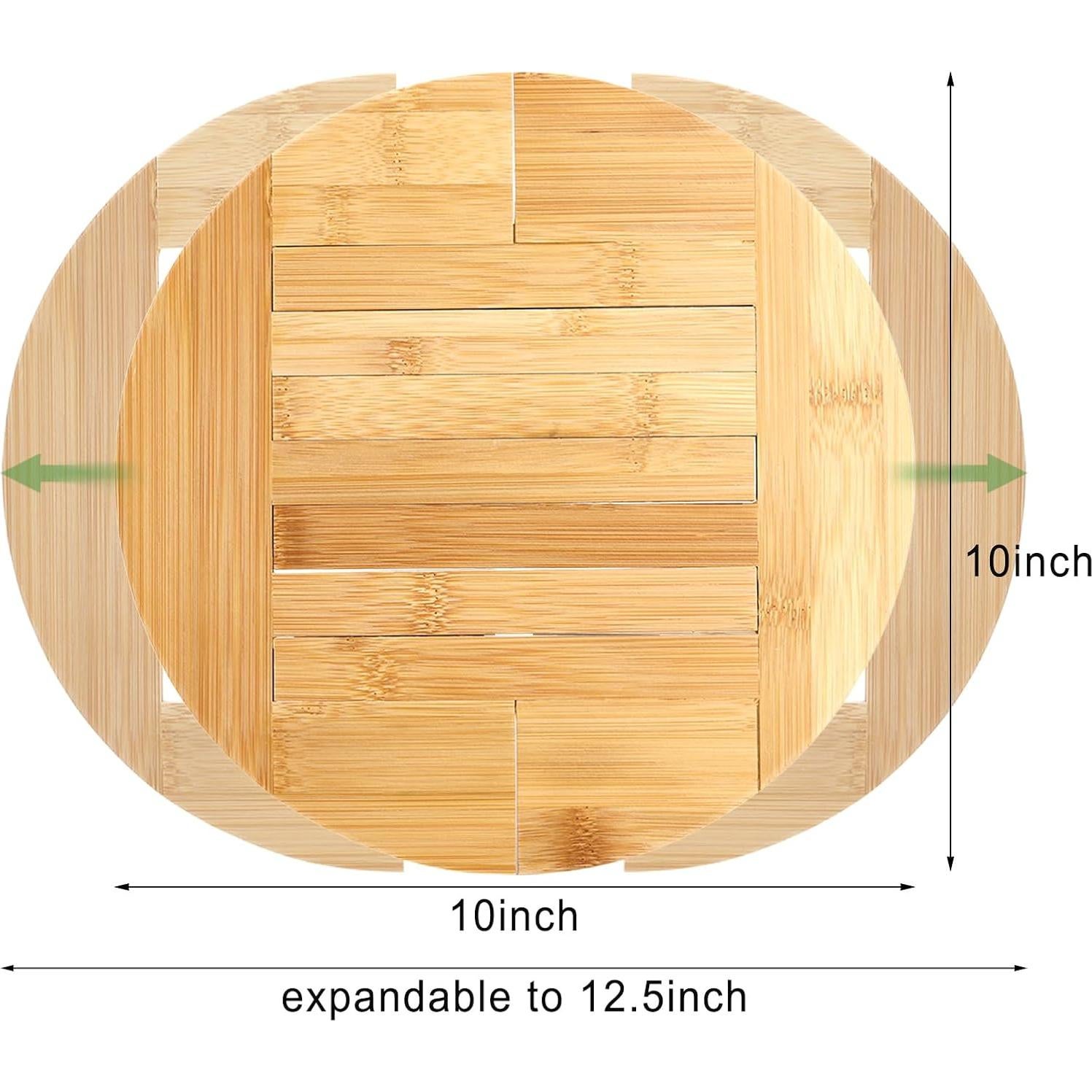 Trivet Redondo de Bambú Yarlung 2 Piezas Expandible 25.1-31.5 cm