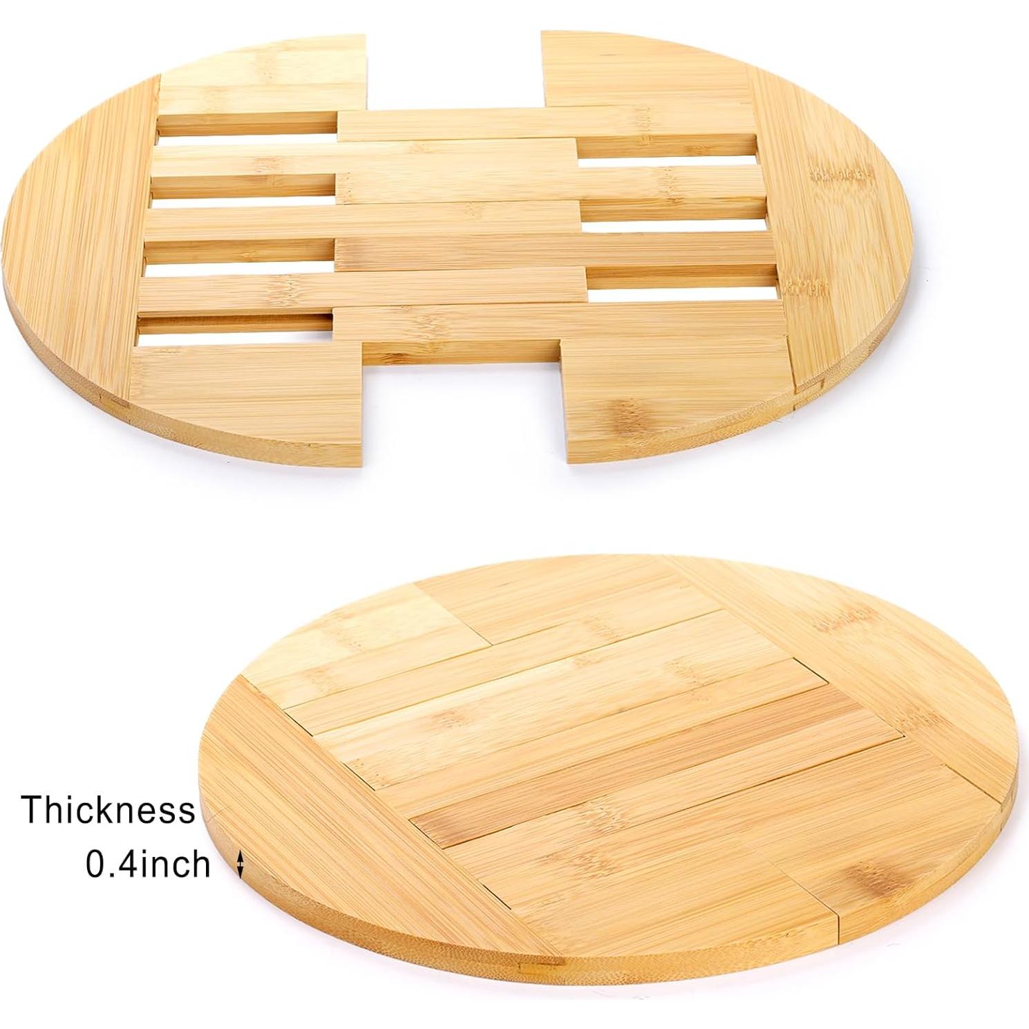 Trivet Redondo de Bambú Yarlung 2 Piezas Expandible 25.1-31.5 cm