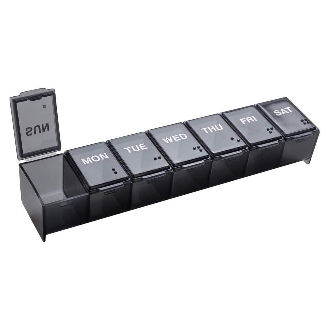 Organizador Semanal de Pastillas Ezy Dose Negro 7 Días