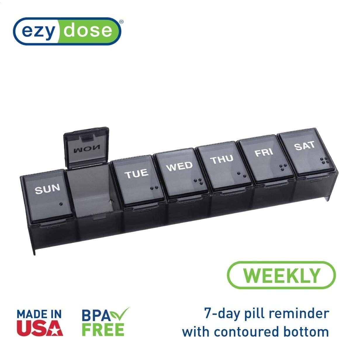 Organizador Semanal de Pastillas Ezy Dose Negro 7 Días