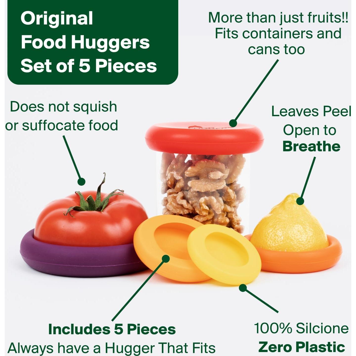 Food Huggers 5 Piezas Silicona Reutilizables para Alimentos