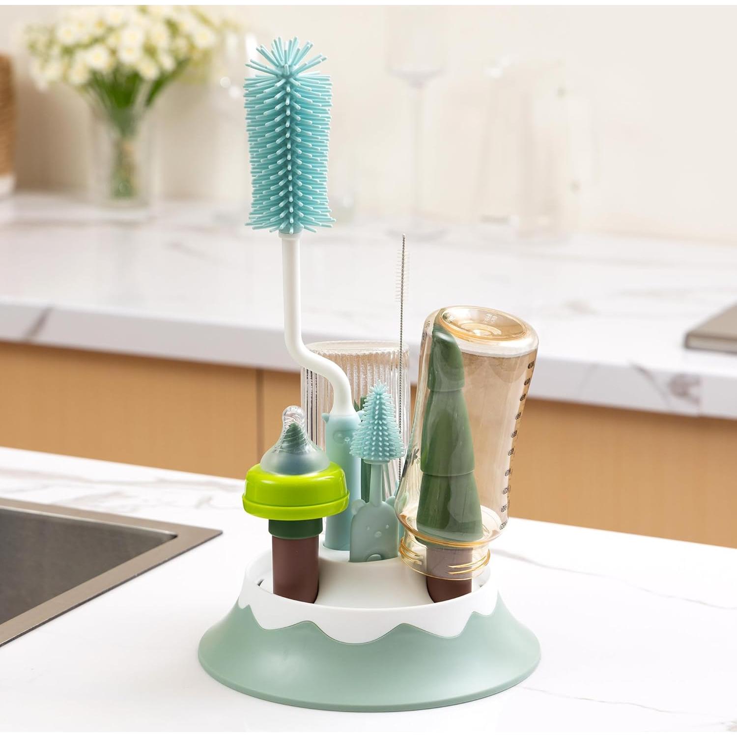 Estante Secar Biberones Chemimoso + Set 5 Cepillos Silicona