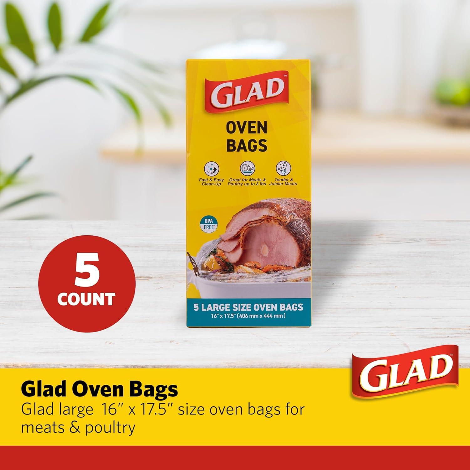 Bolsas de Horno Grande Glad - 5 Unidades 40.6x44.5 cm Sin BPA