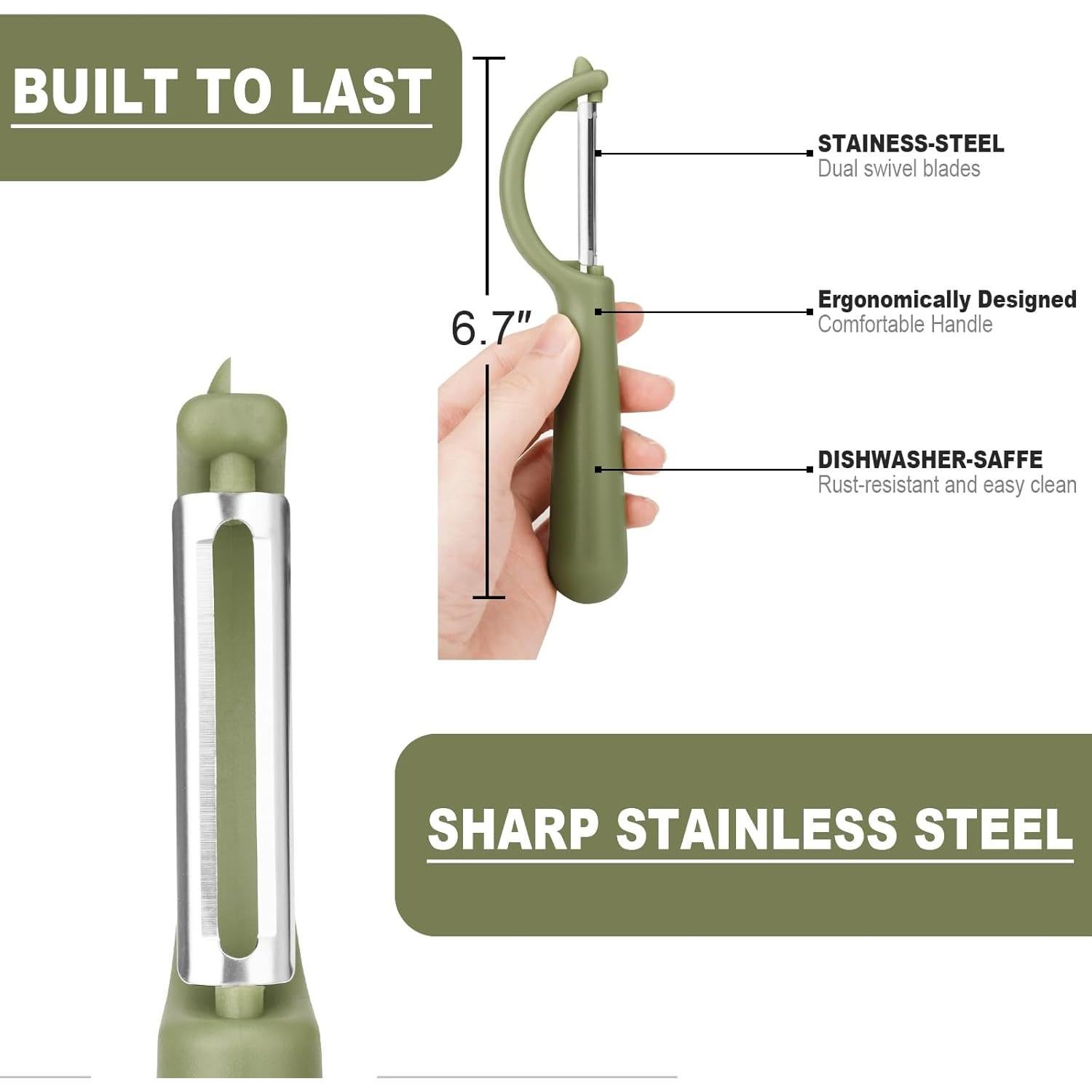 Cortador de Manzanas Aovchei 8 Cuchillas Acero Inoxidable 12 cm