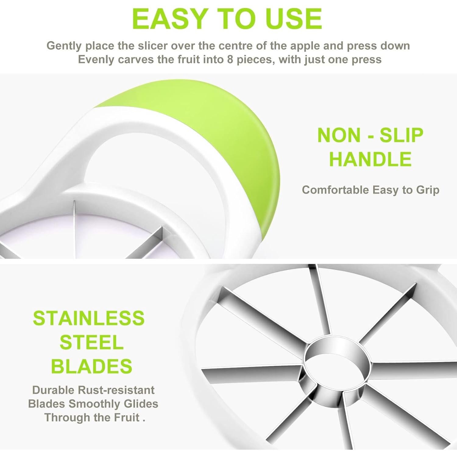 Cortador de Manzanas Aovchei 8 Cuchillas Acero Inoxidable 12 cm