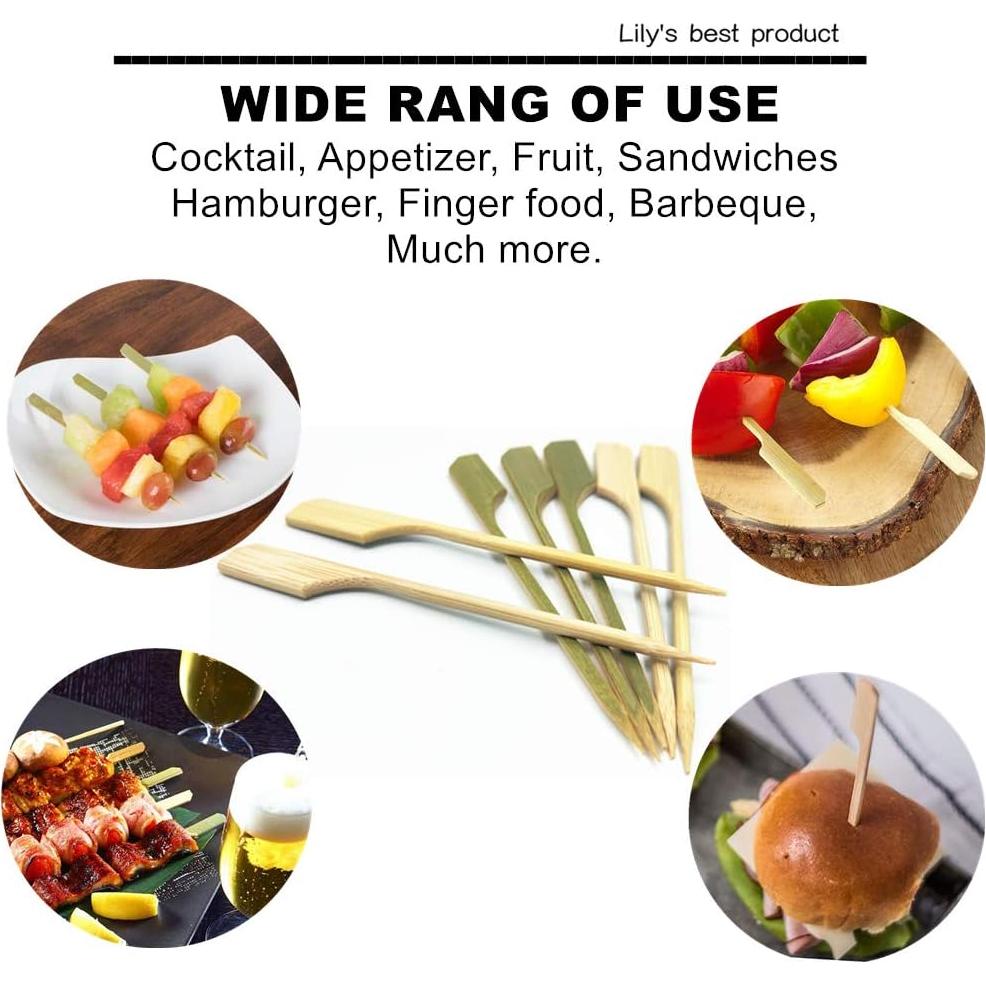 Palillos de Bambú HOPELF 8.89 cm para Cócteles y Aperitivos - 100 Unidades