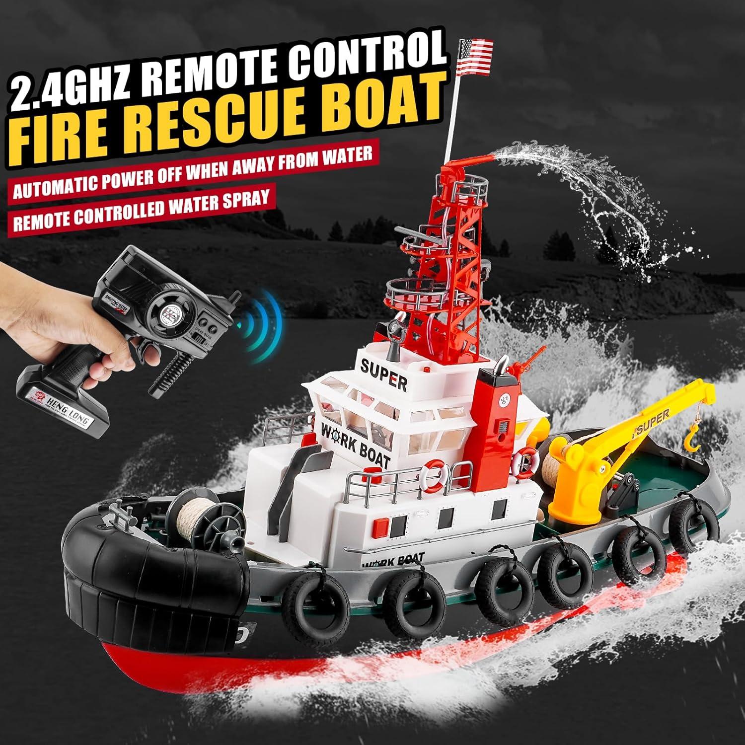 Barco RC de Rescate de Incendios HengLong 60x45x23cm