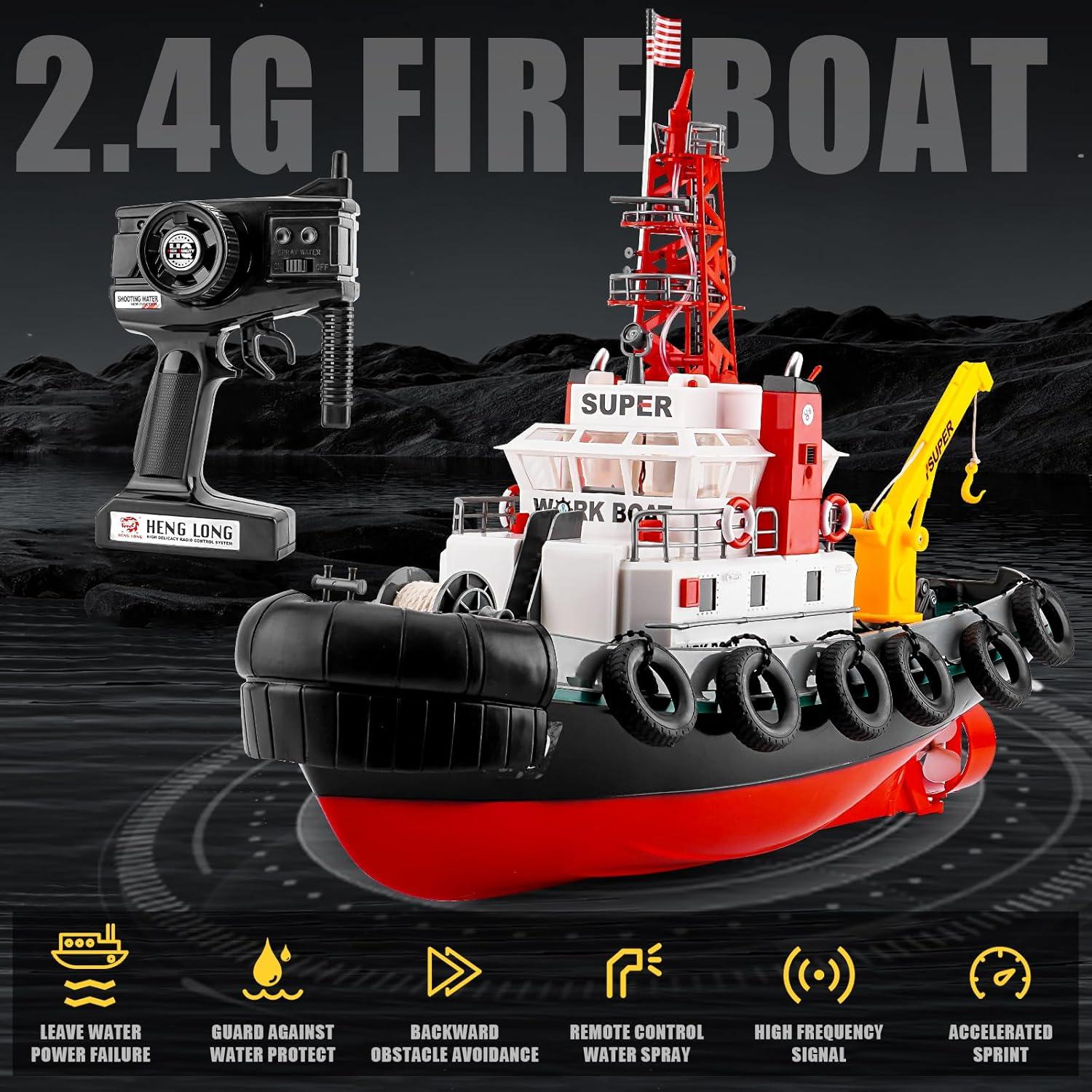Barco RC de Rescate de Incendios HengLong 60x45x23cm