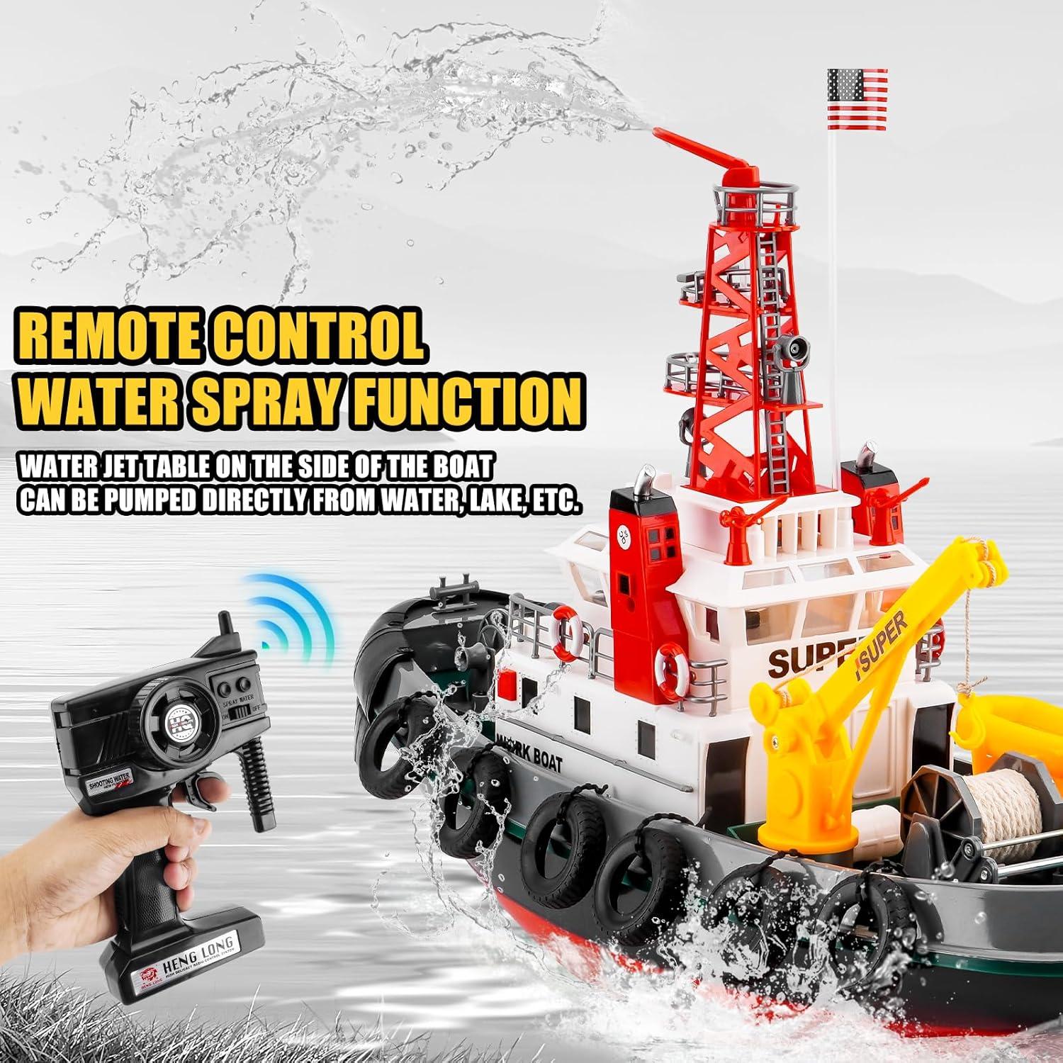 Barco RC de Rescate de Incendios HengLong 60x45x23cm