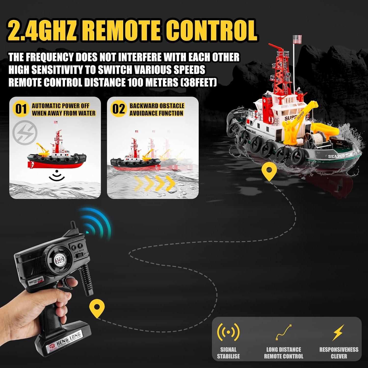 Barco RC de Rescate de Incendios HengLong 60x45x23cm