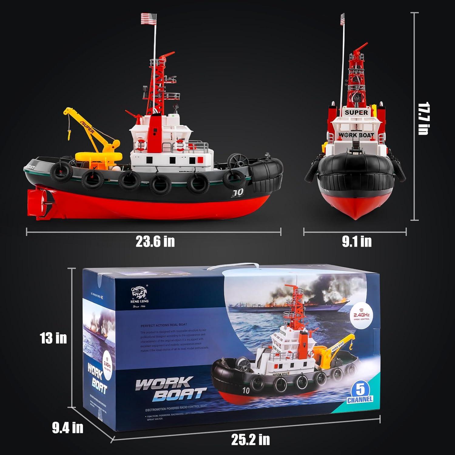 Barco RC de Rescate de Incendios HengLong 60x45x23cm