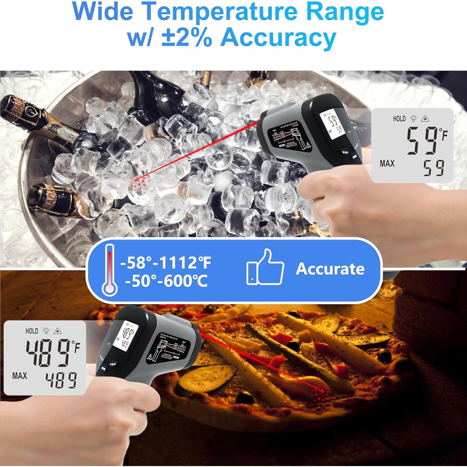 Pistola termómetro infrarrojo Hito -50°C a 600°C, gris oscuro