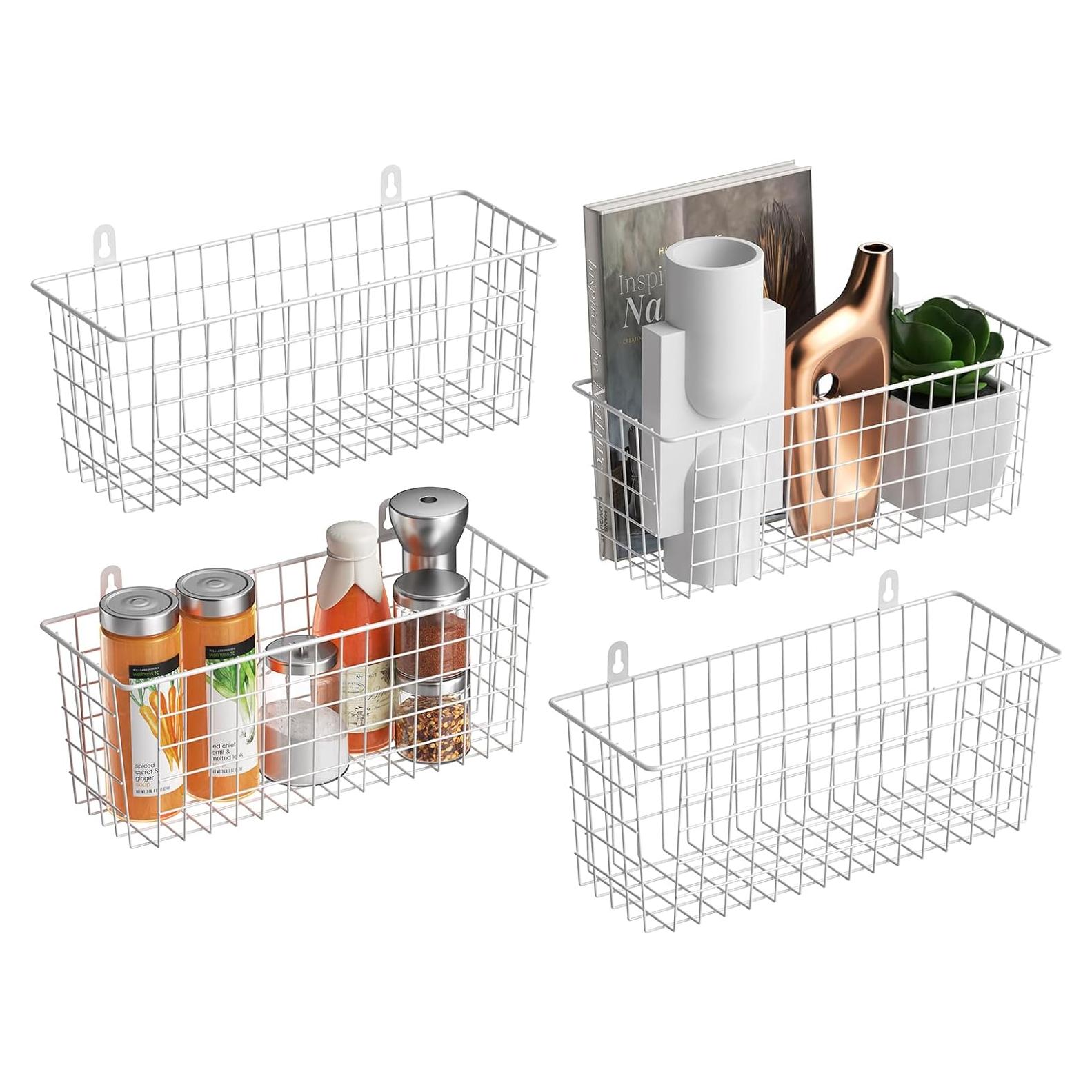 Cestas de Alambre Extra Grande MaraFansie 4-Pack Blanco