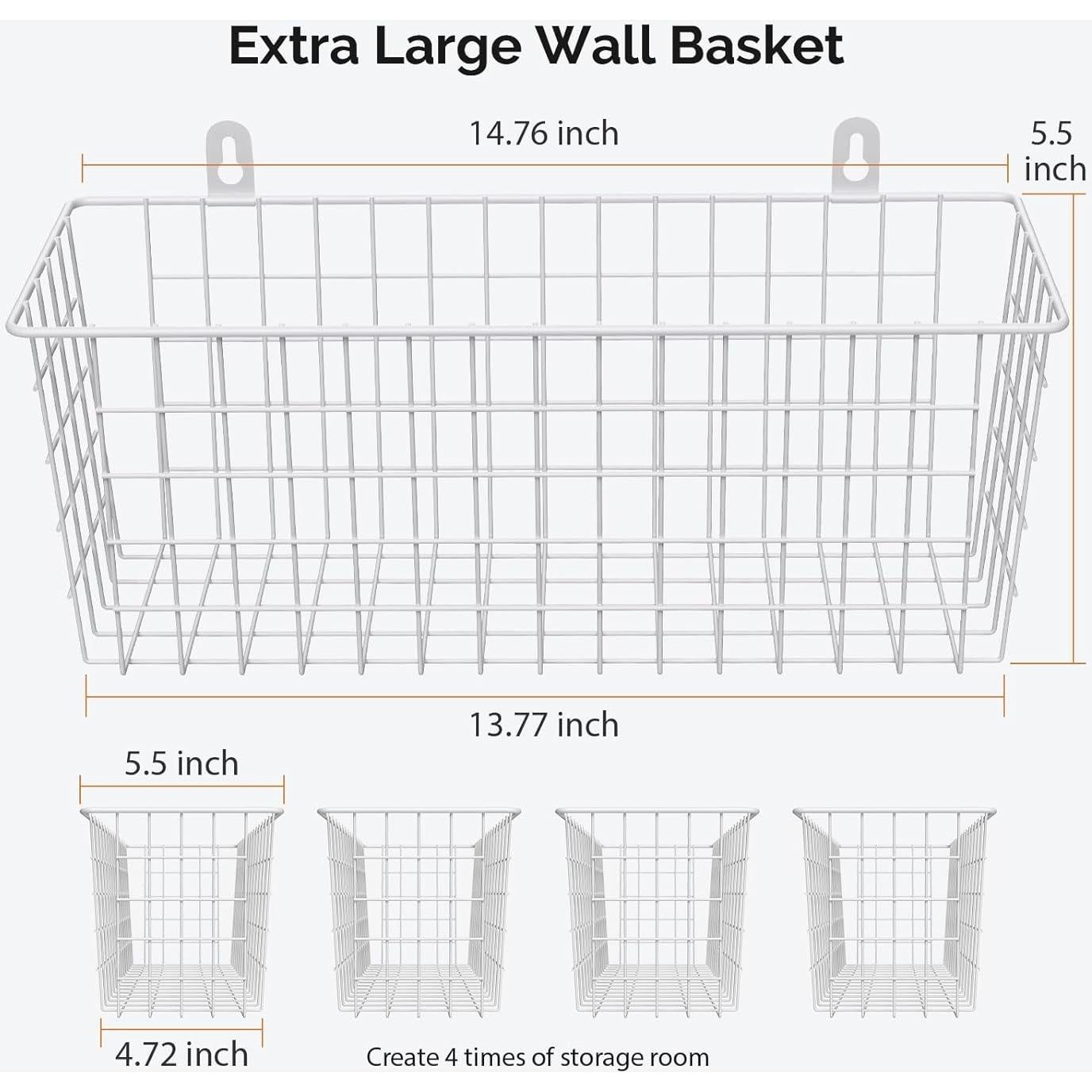Cestas de Alambre Extra Grande MaraFansie 4-Pack Blanco