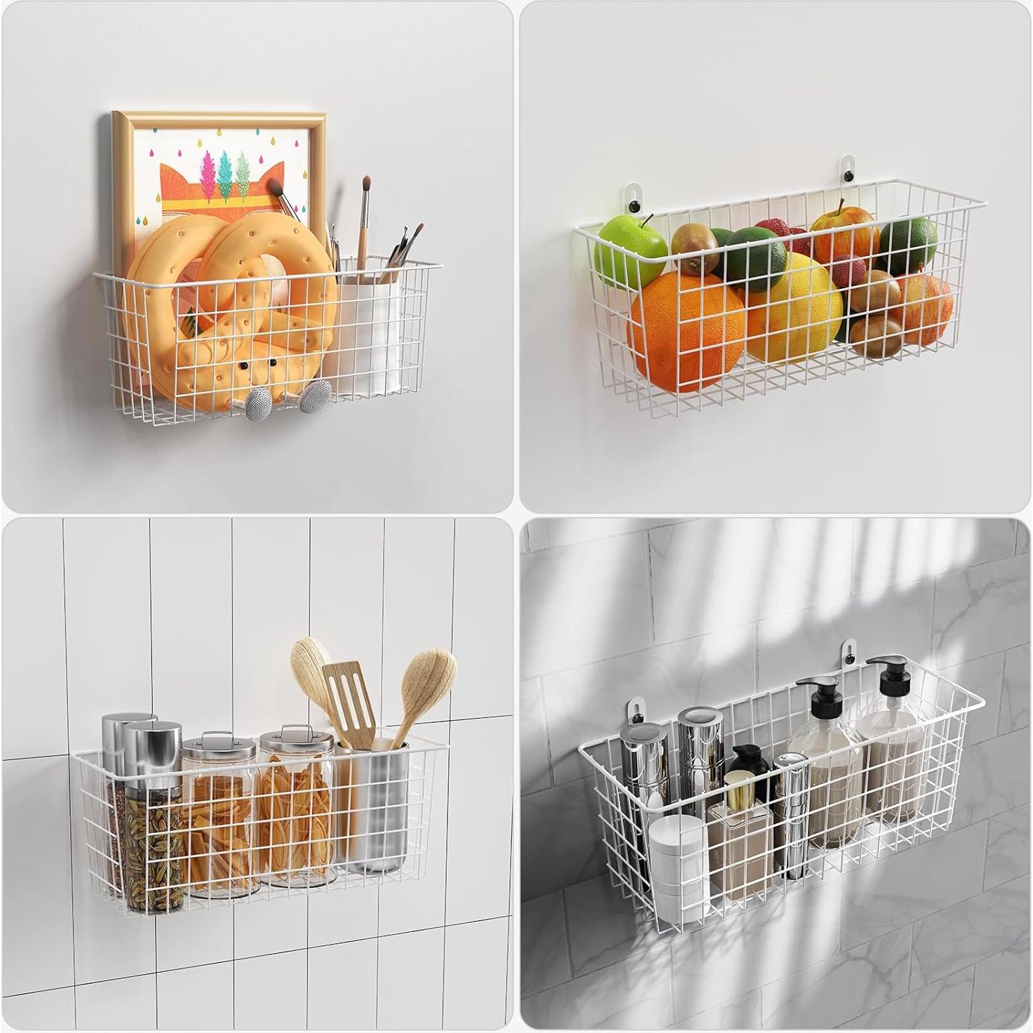 Cestas de Alambre Extra Grande MaraFansie 4-Pack Blanco