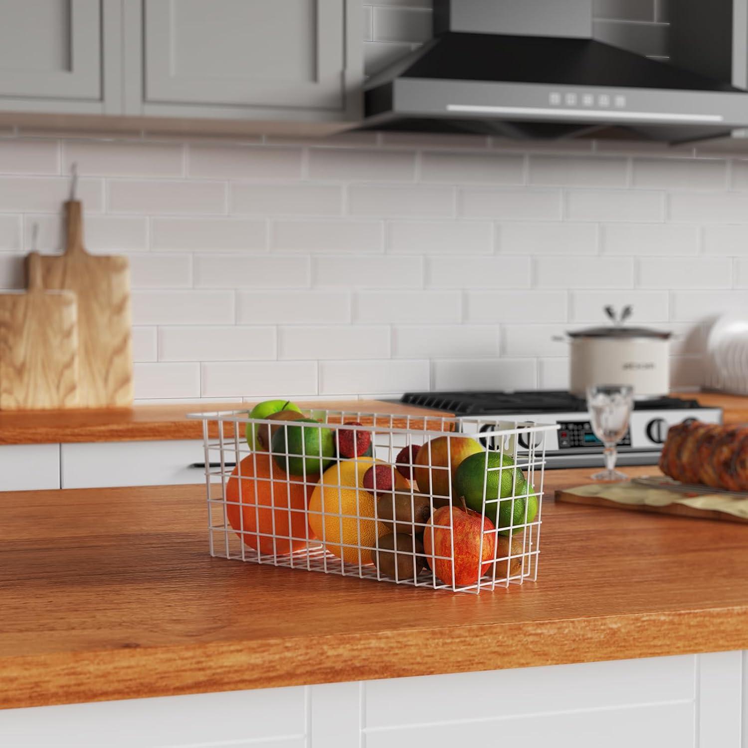 Cestas de Alambre Extra Grande MaraFansie 4-Pack Blanco