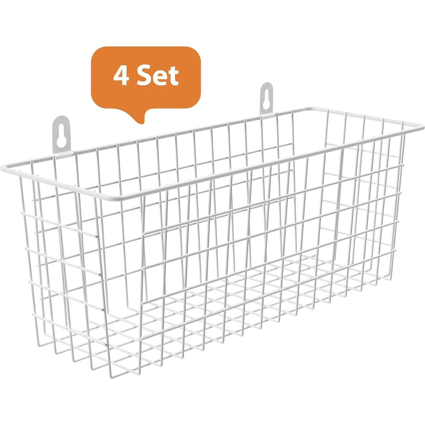 Cestas de Alambre Extra Grande MaraFansie 4-Pack Blanco