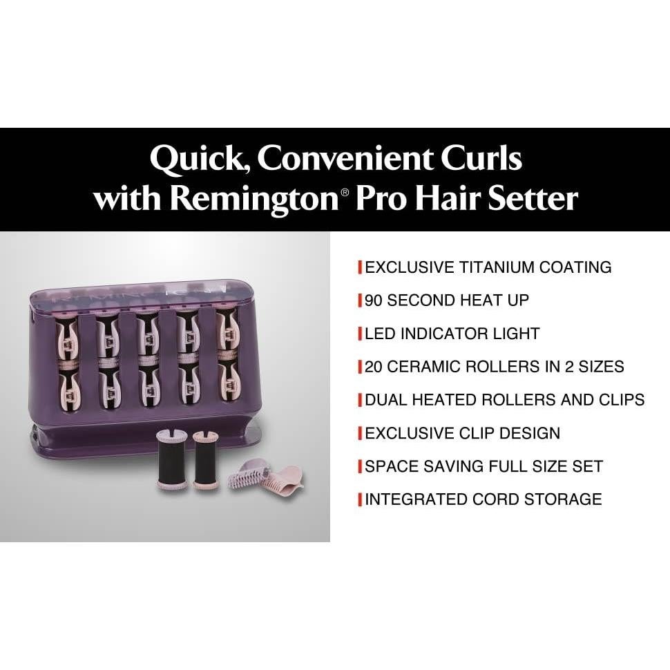 Rulos térmicos Remington Pro H9102A, 20 piezas, 12 grandes y 8 medianos