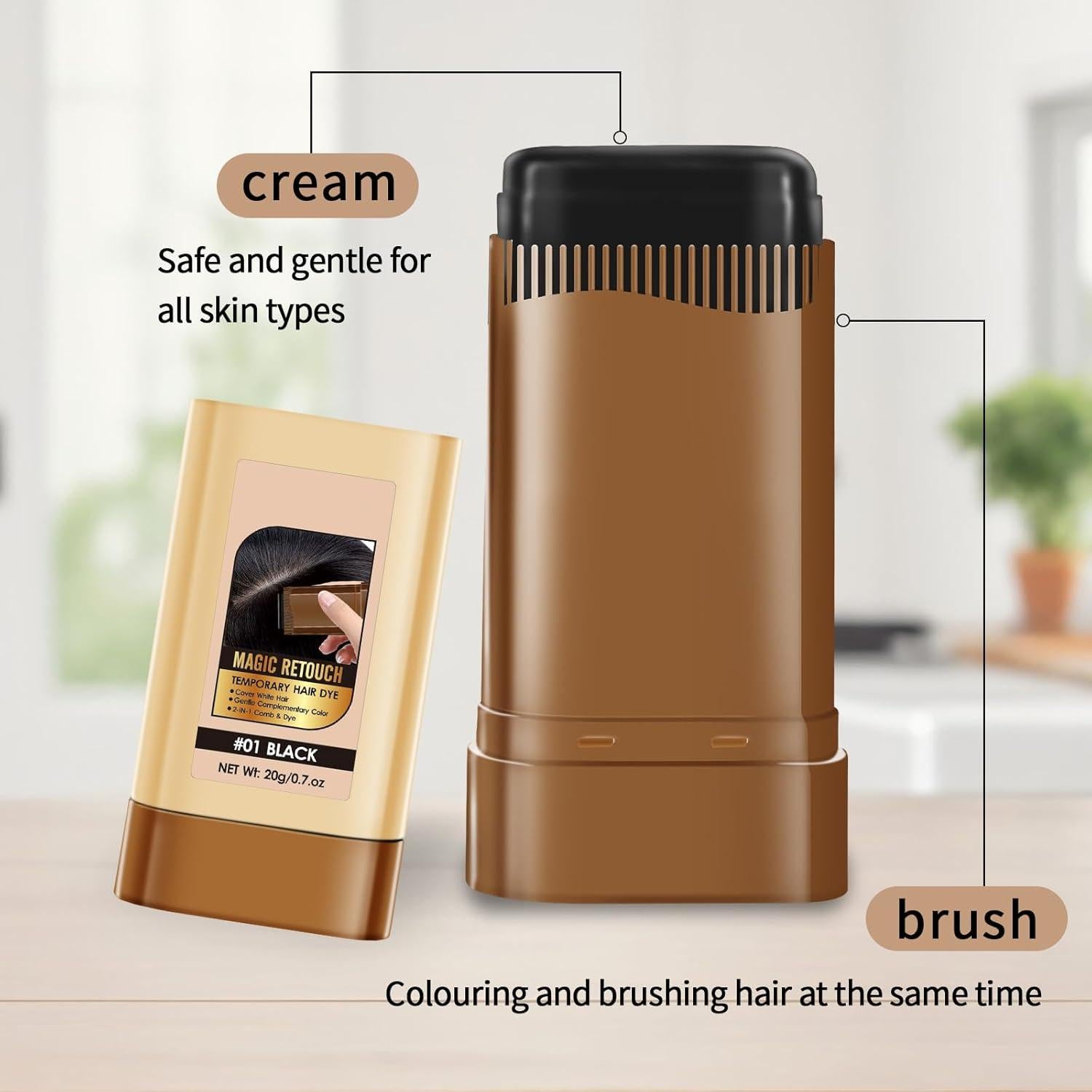 Stick Tinte para Cabello Canoso TAEERY Negro 20g x2