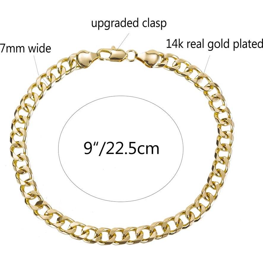 Pulsera de Tobillo de Cadena Cubana Kelistom 7mm Oro 14K/18K