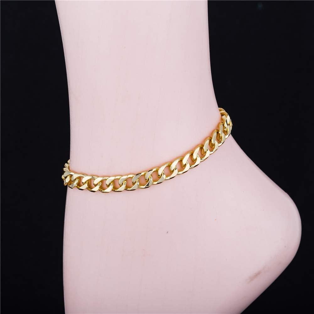 Pulsera de Tobillo de Cadena Cubana Kelistom 7mm Oro 14K/18K