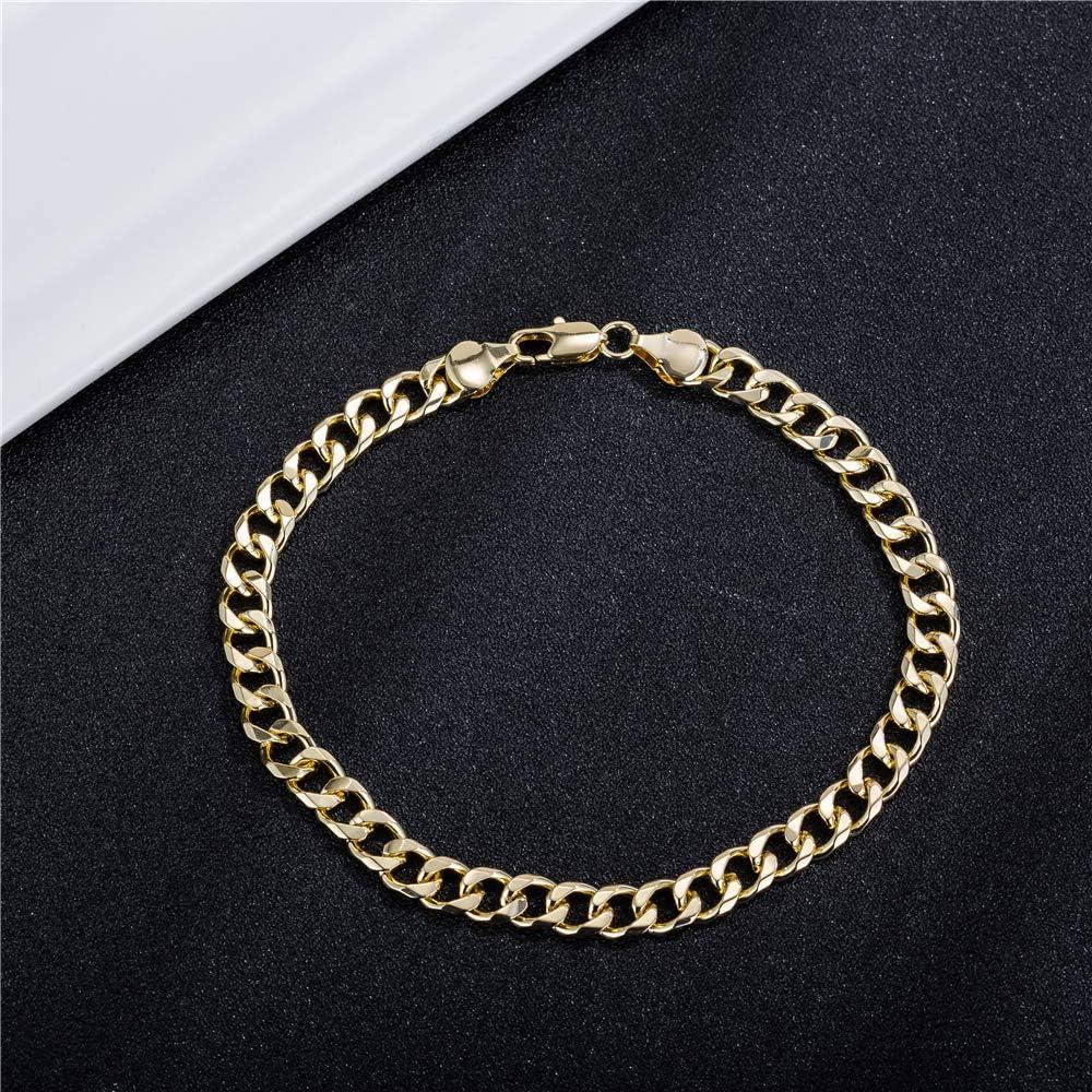 Pulsera de Tobillo de Cadena Cubana Kelistom 7mm Oro 14K/18K