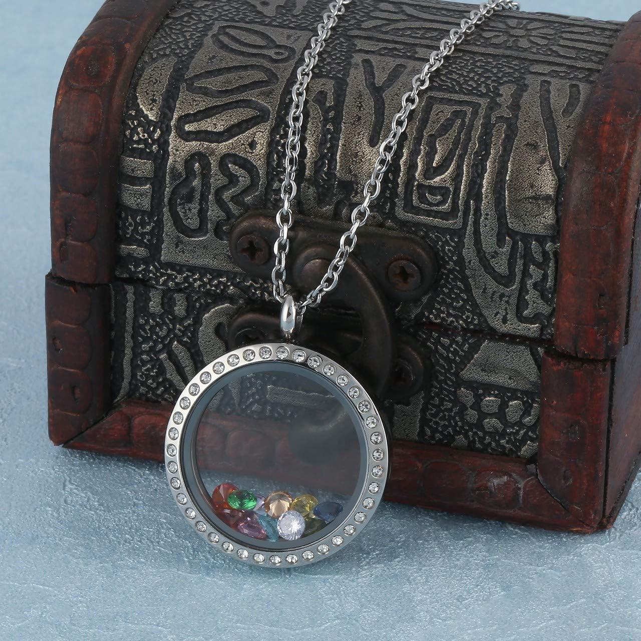 Collar Locket Flotante de Acero Inoxidable 25mm Jovivi