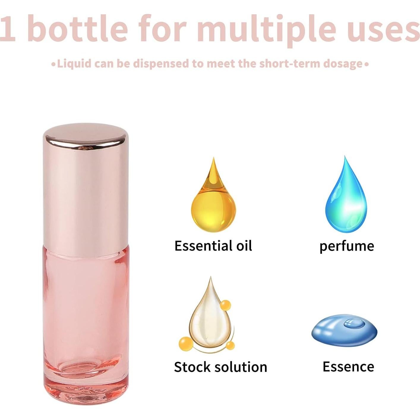 Kesell 14 Botellas de Rodillo de Vidrio 5ml Rosadas Recargables