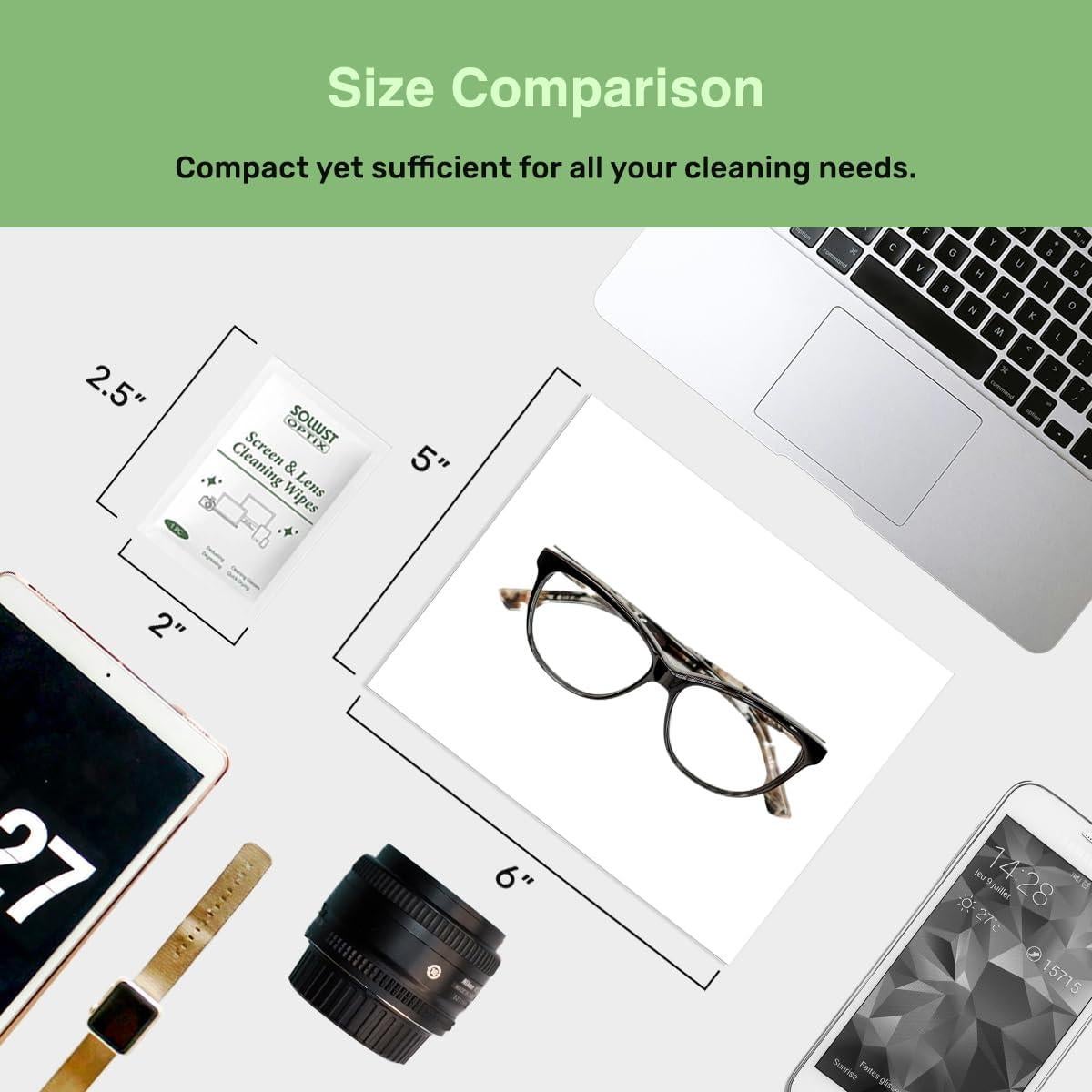 Toallitas de Limpieza de Lentes SolWst Optix - 200 Unidades