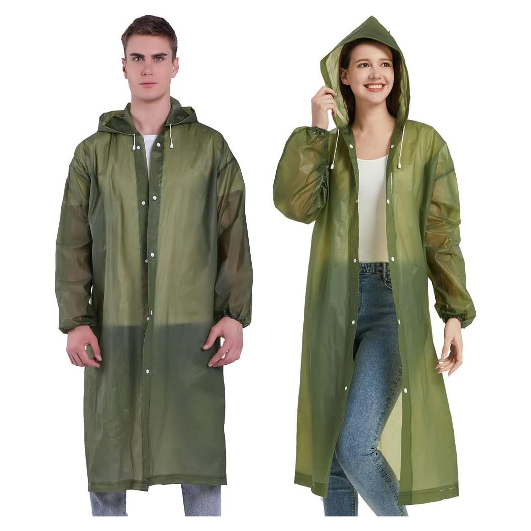 Ponchos Impermeables YDYJKI para Adultos - 2 Pcs Verde Militar