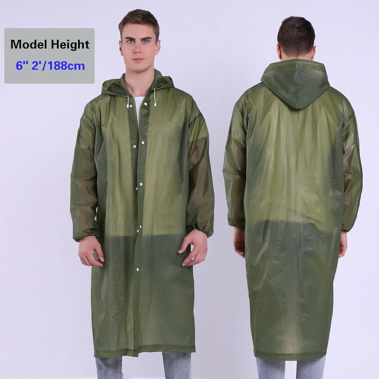 Ponchos Impermeables YDYJKI para Adultos - 2 Pcs Verde Militar