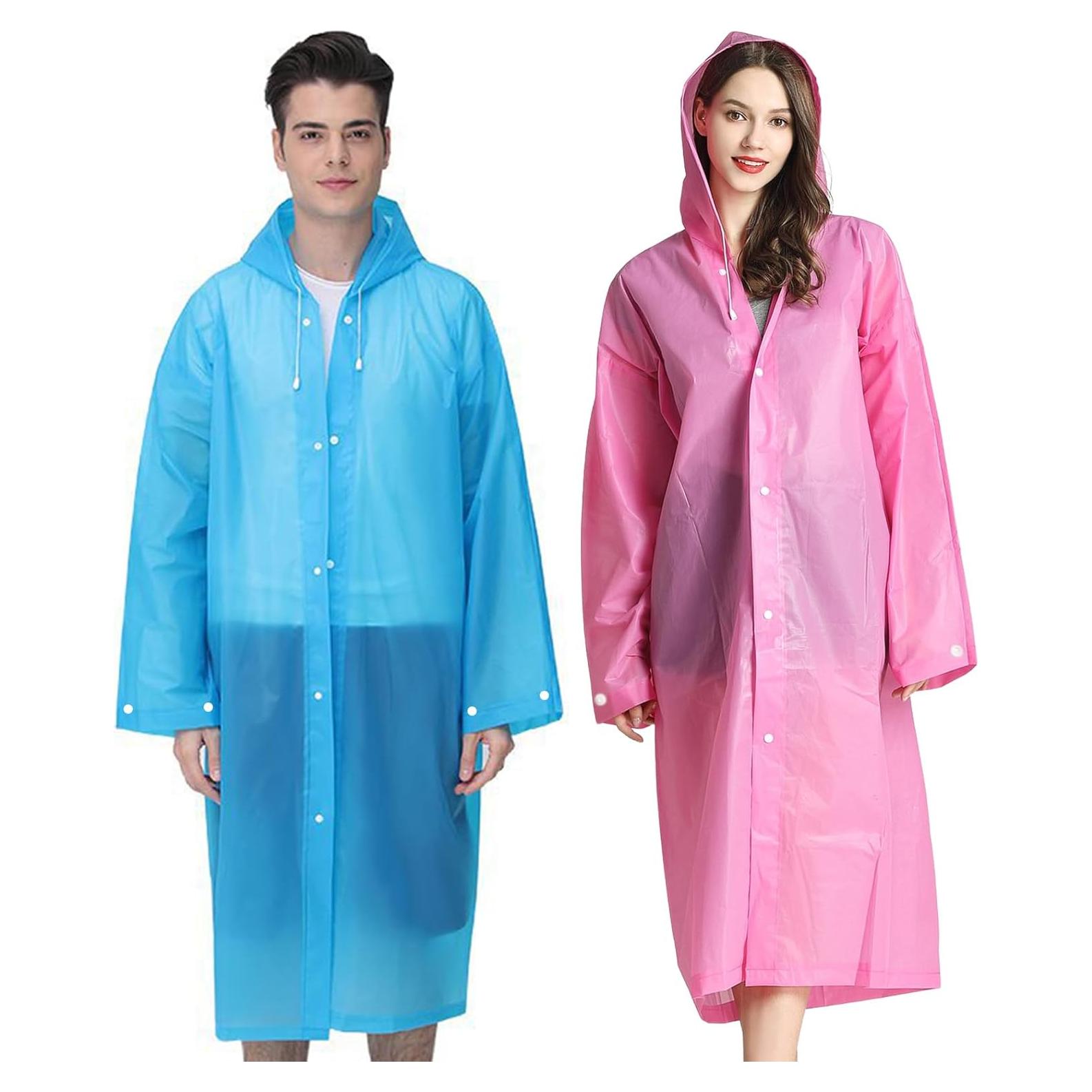 Ponchos de Lluvia Cosowe Reutilizables 2 Piezas Azul y Rosa