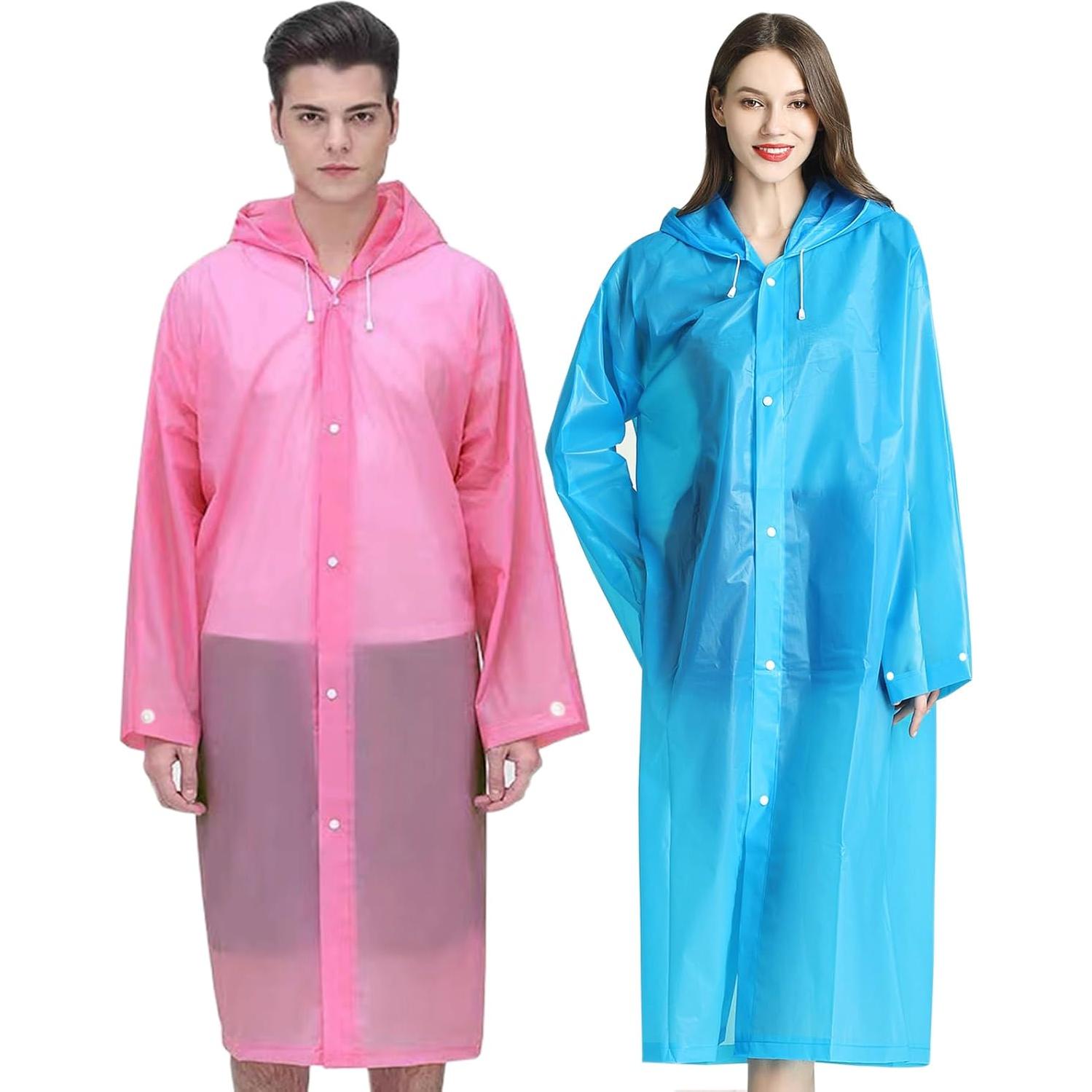 Ponchos de Lluvia Cosowe Reutilizables 2 Piezas Azul y Rosa