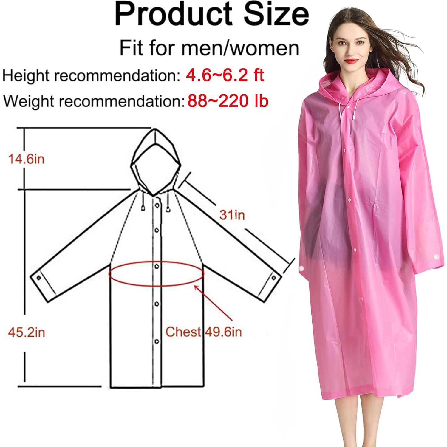 Ponchos de Lluvia Cosowe Reutilizables 2 Piezas Azul y Rosa