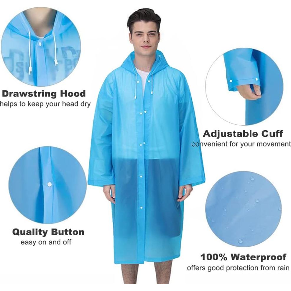Ponchos de Lluvia Cosowe Reutilizables 2 Piezas Azul y Rosa
