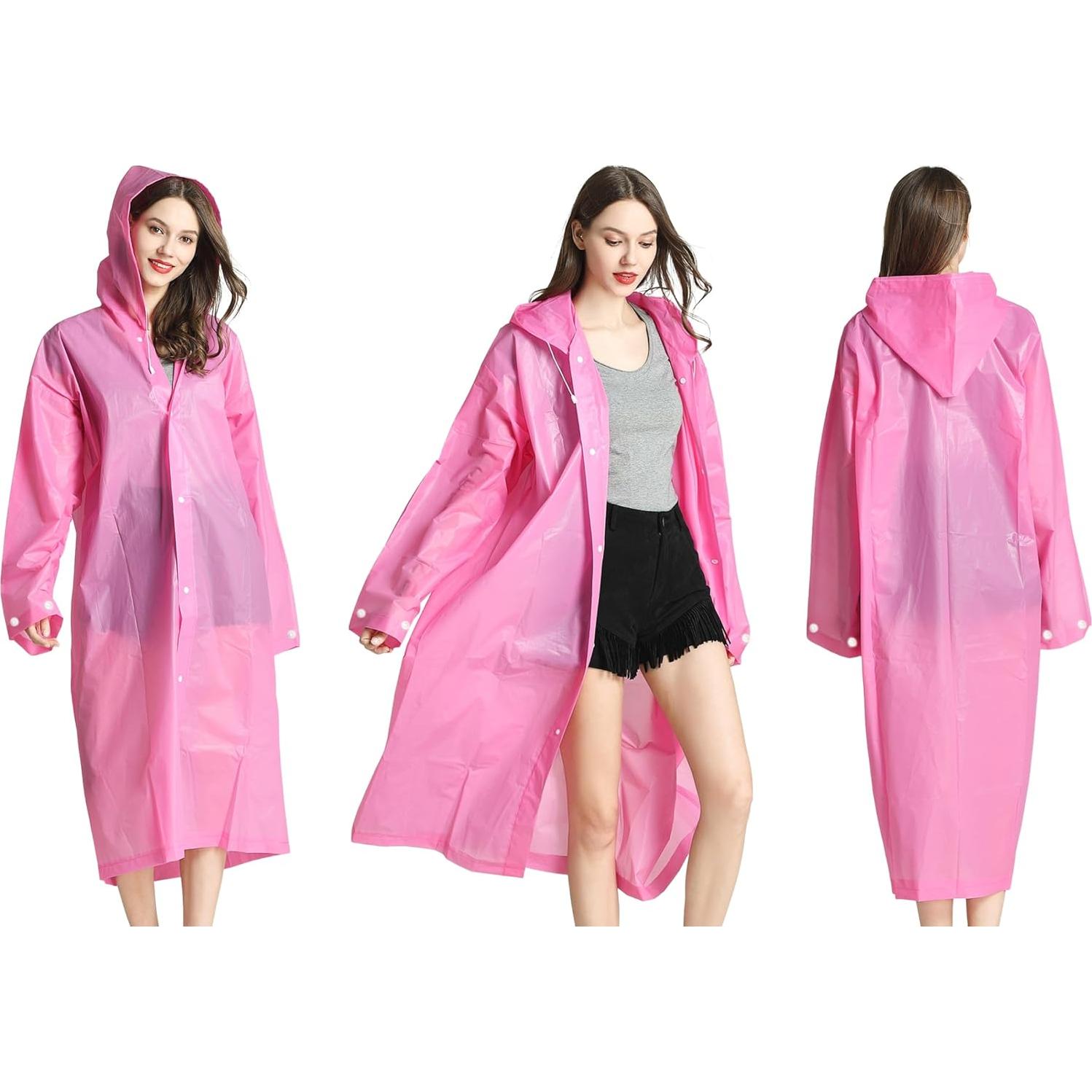 Ponchos de Lluvia Cosowe Reutilizables 2 Piezas Azul y Rosa