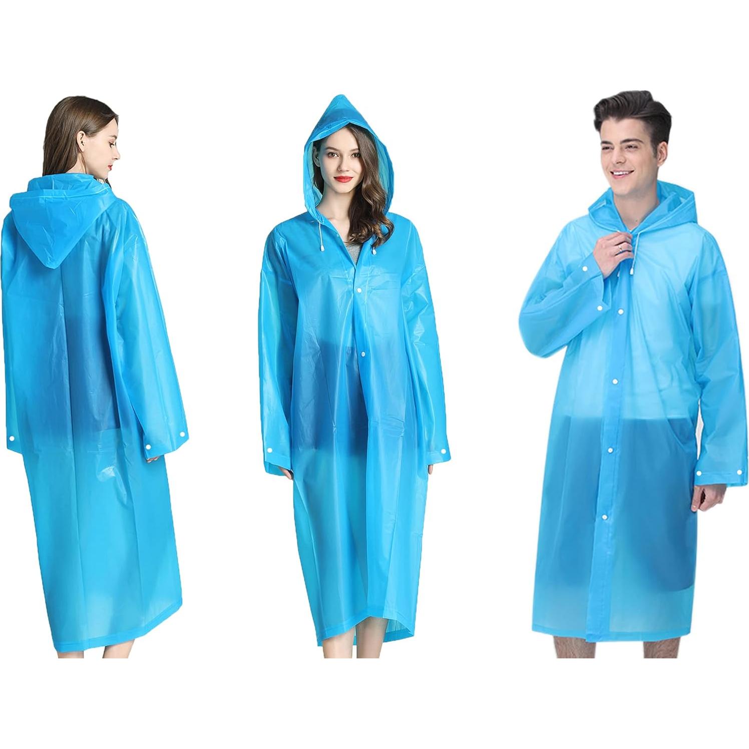 Ponchos de Lluvia Cosowe Reutilizables 2 Piezas Azul y Rosa