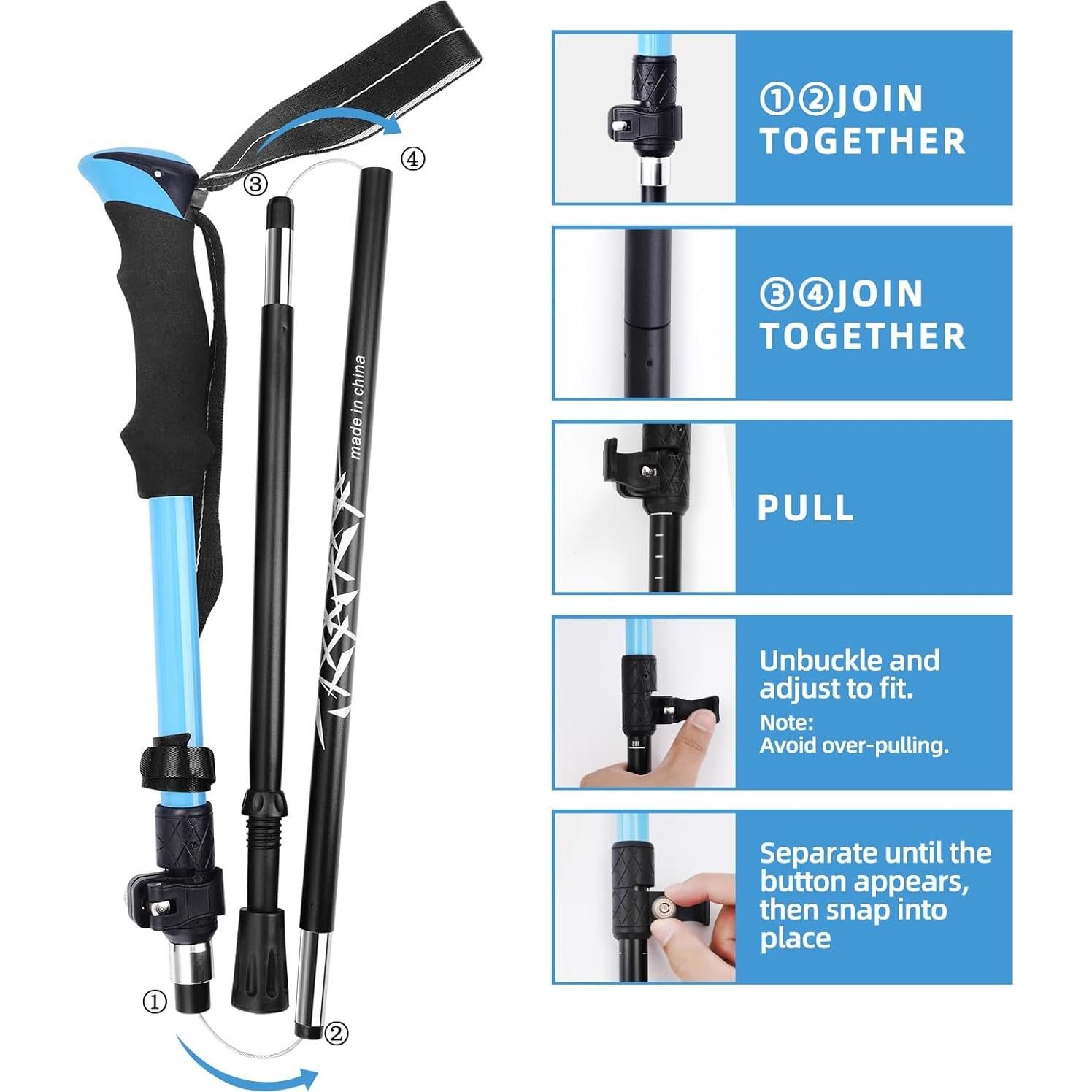 Bastones de Trekking Plegables Asjdzy HW-BB325 Azul