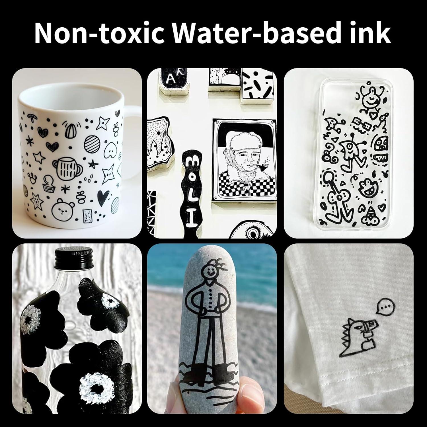 Marcadores de Pintura Acrílica Negra DEYONI - Paquete de 2, Punta 0.7mm