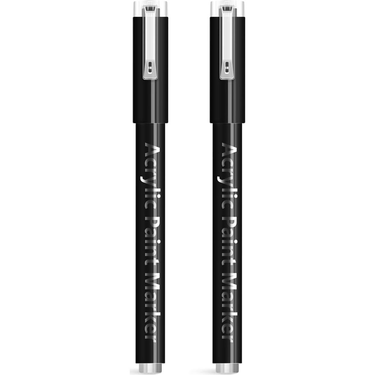 Marcadores de Pintura Acrílica Negra DEYONI - Paquete de 2, Punta 0.7mm