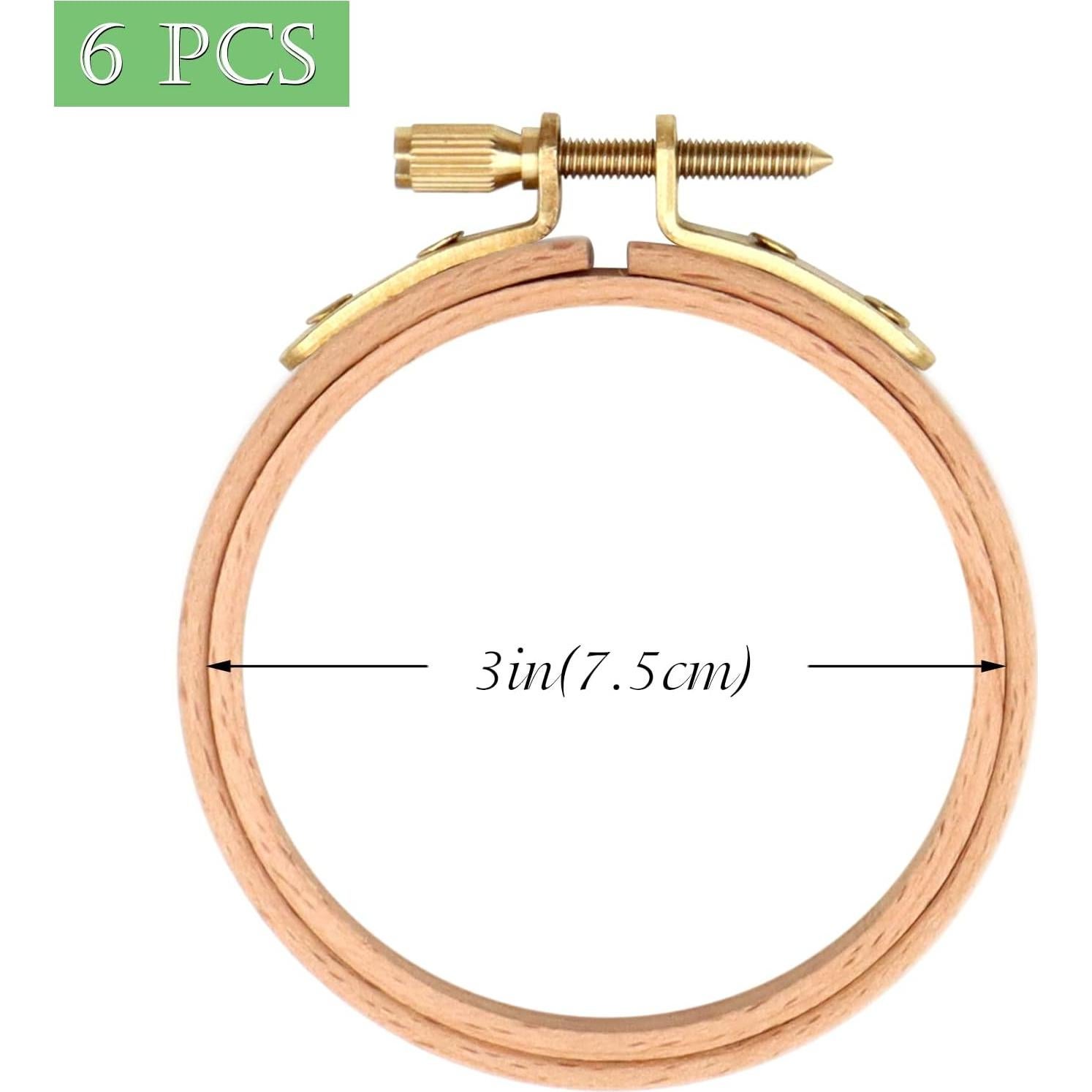 Set de 6 Aros de Bordado Redondos ZOCONE 7.62 cm Madera de Haya