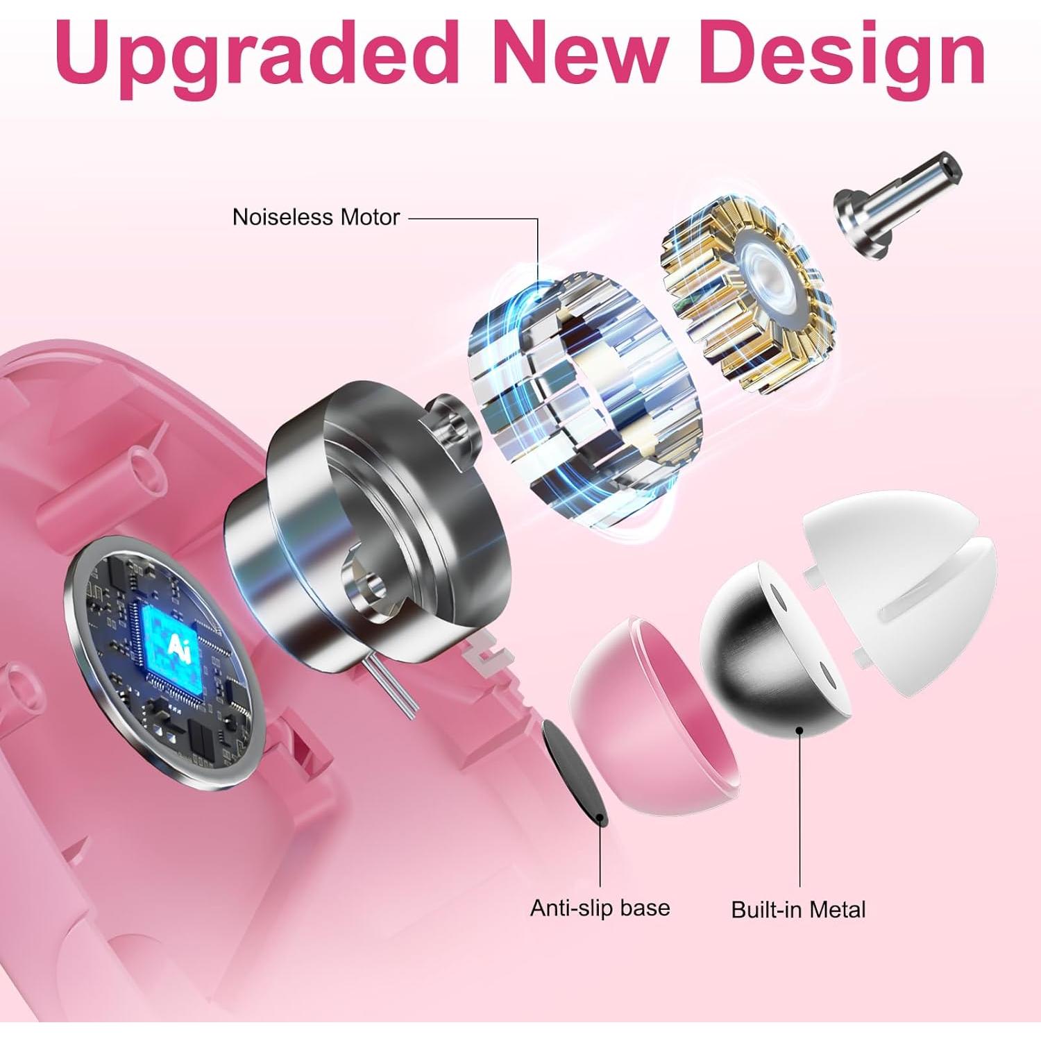 Girador de Perlas Eléctrico Inalámbrico Pskfvre Rosa 2-en-1