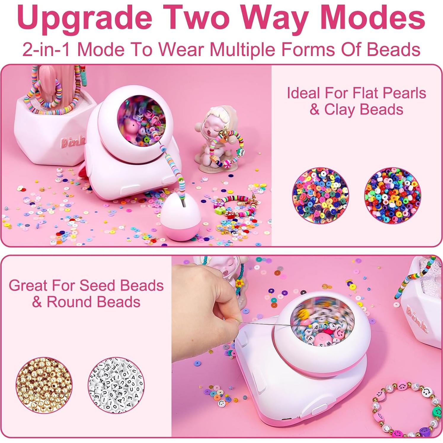 Girador de Perlas Eléctrico Inalámbrico Pskfvre Rosa 2-en-1