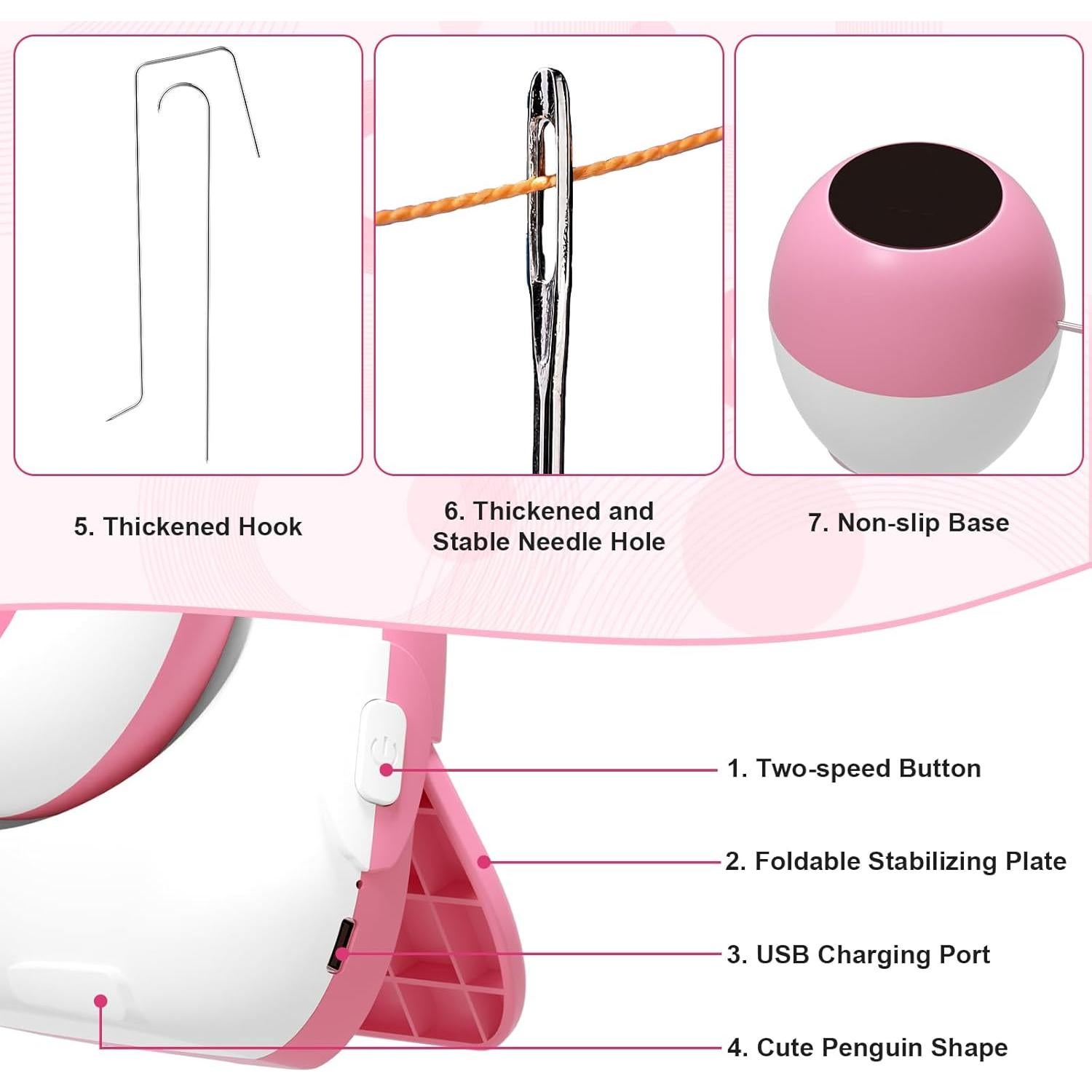 Girador de Perlas Eléctrico Inalámbrico Pskfvre Rosa 2-en-1