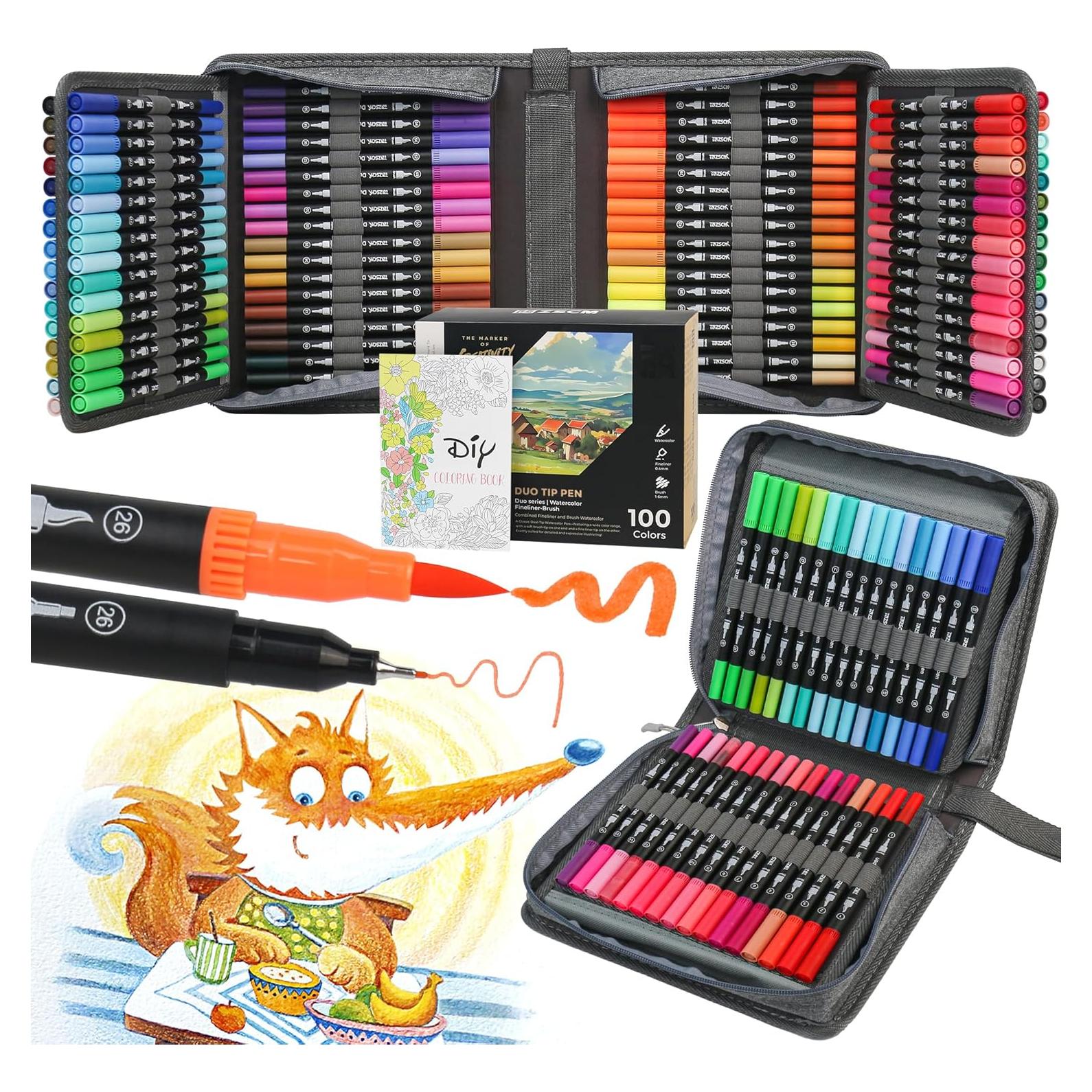 Marcadores ZSCM de 100 colores - Doble punta para arte y caligrafía