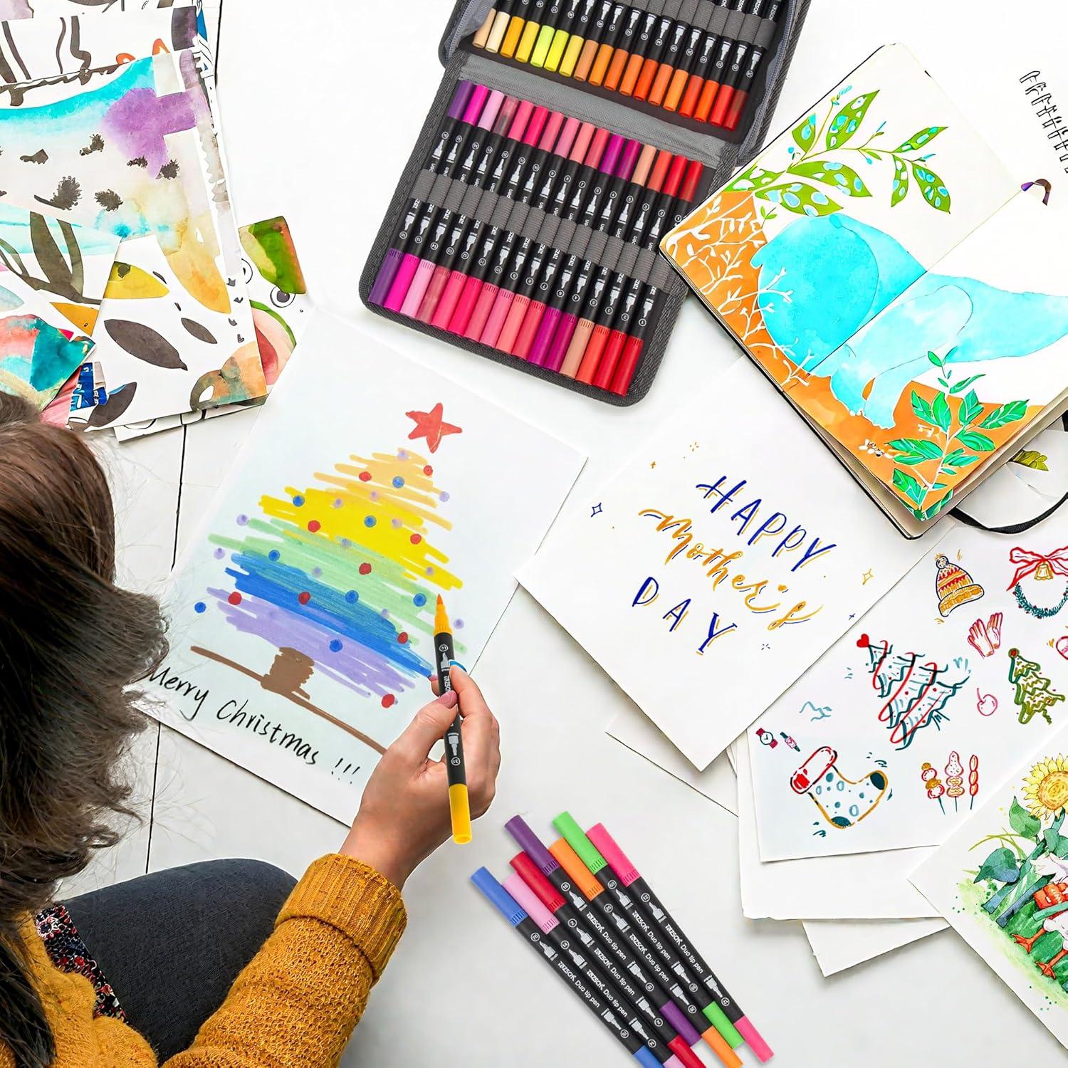 Marcadores ZSCM de 100 colores - Doble punta para arte y caligrafía