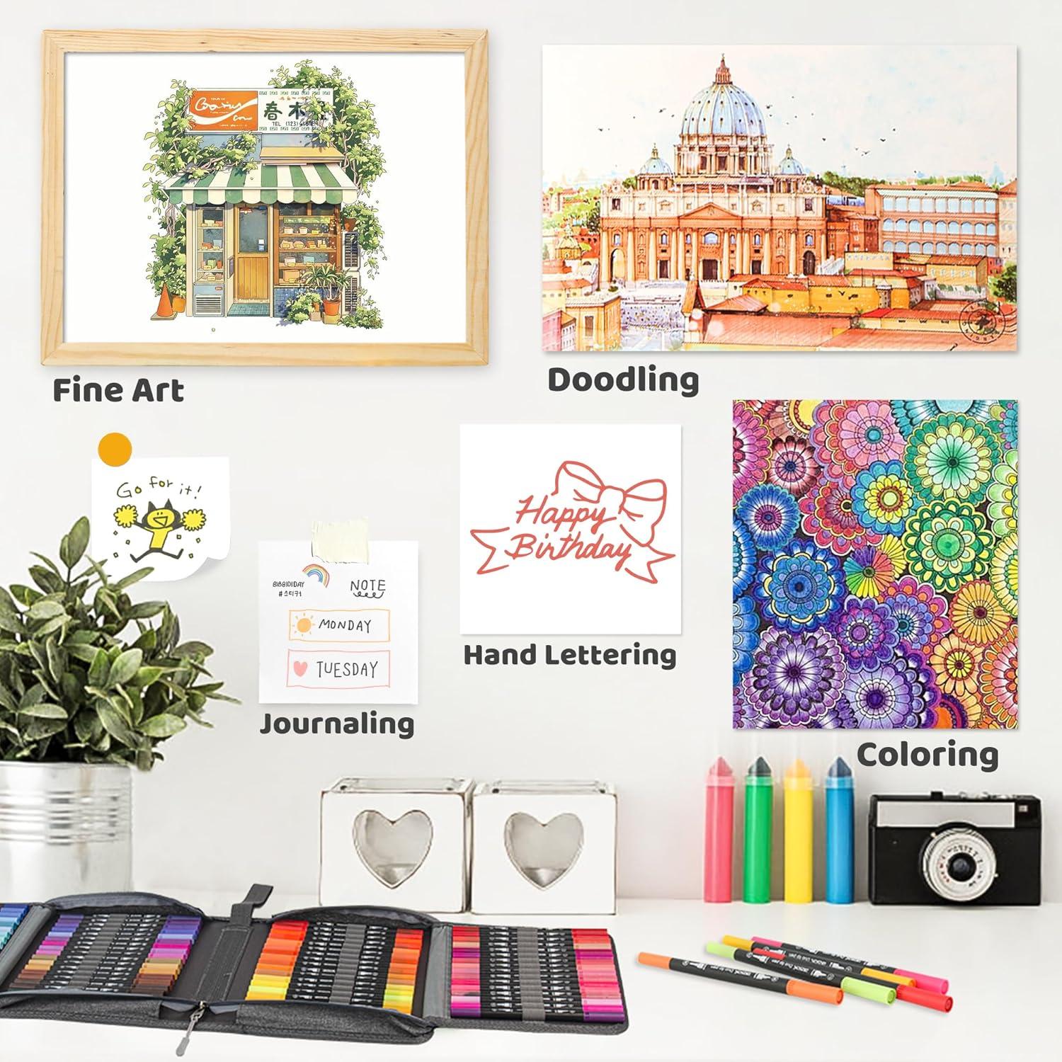 Marcadores ZSCM de 100 colores - Doble punta para arte y caligrafía